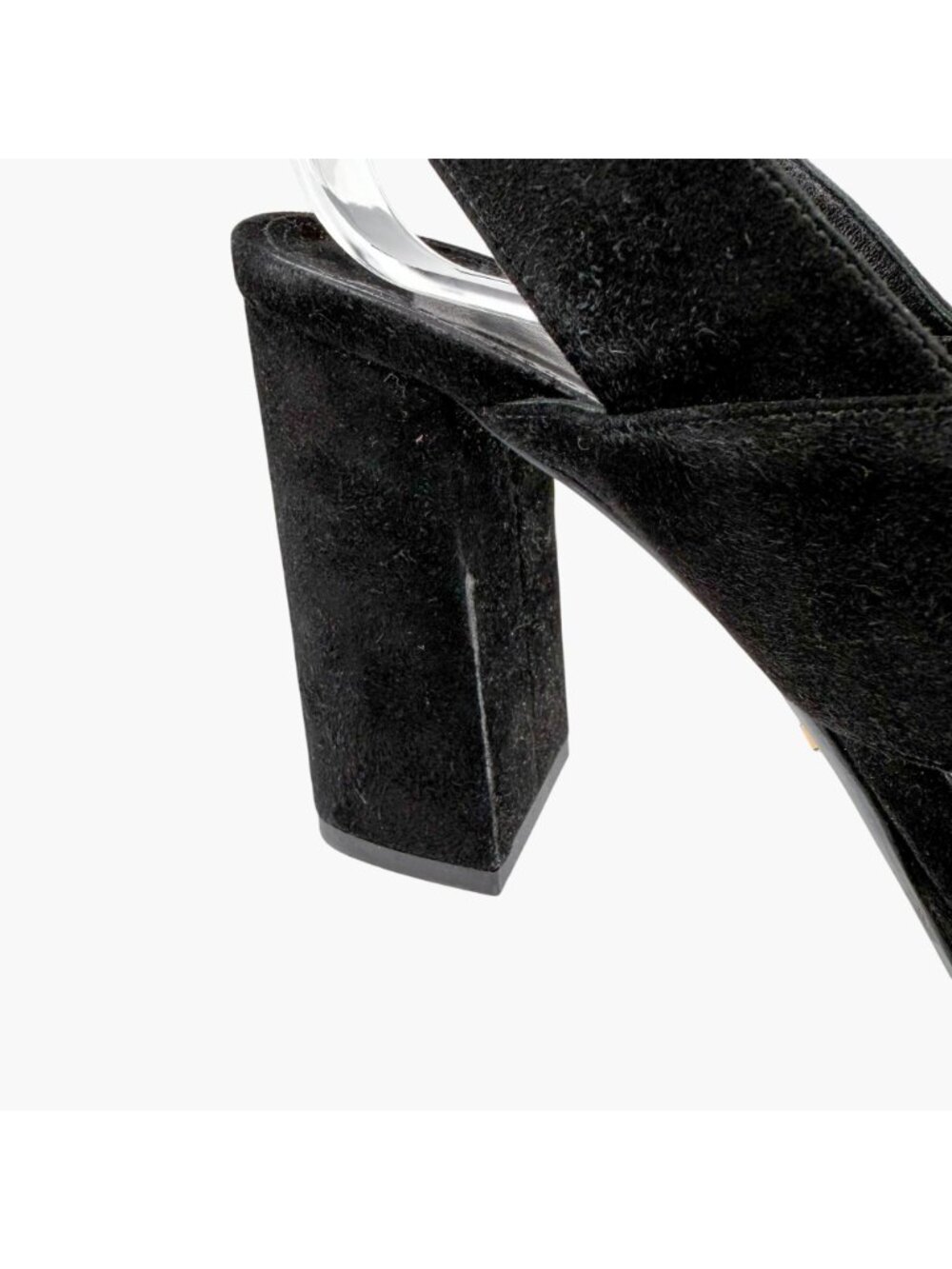 Prada Cross Strap Platform Sandals Black Suede Size 37.5 US 7.5 Women’s - Picture 12 of 15